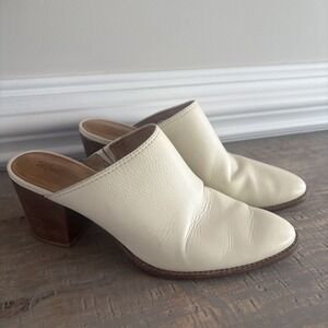 Madewell Women's Ivory J8560 Genuine Leather The Harper Mule Size 9